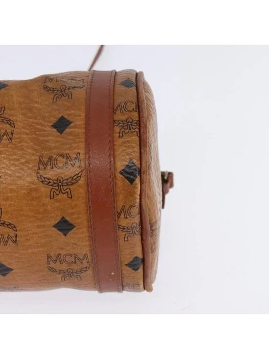 Authentic MCM Logogram Vicetos Shoulder Bag PVC Leather Brown - Picture 6 of 16